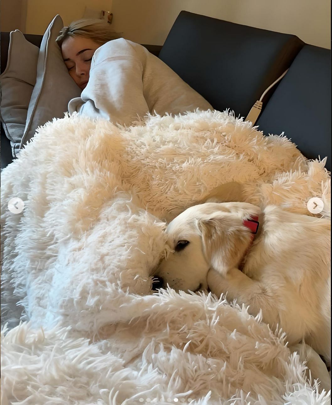 Dunne and her white Labrador pup
